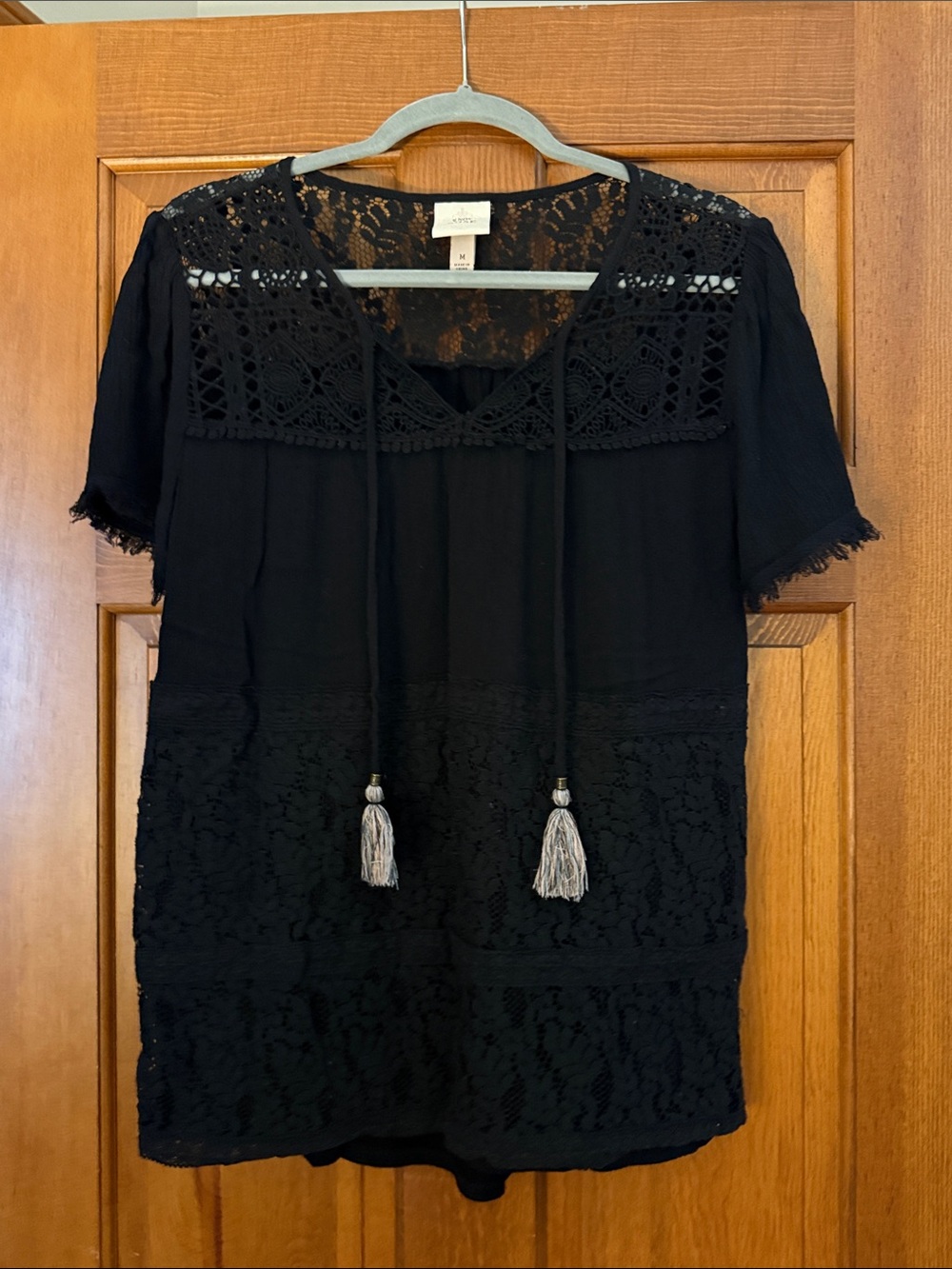Knox Rose Black Lace Overlay Top